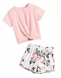 Arshiner Mädchen T-shirts mit Shorts Sets Sommer Kinder Kleidung Set Freizeit Mode Sport Bekleidungssets für Mädchen 13-14 Jahre