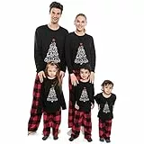 jakloz Weihnachts Pyjama Familie Set, Plaid Weihnachten Schlafanzug Langarm Weihnachtspyjama, Fun-Nachtwäsche Outfits Pyjama für Damen Herren (Damen,2XL)
