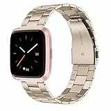 Wearlizer Ersatz-Armband für Fitbit Versa aus Edelstahl, klassisch, für Fitbit Versa Herren und Damen, Größe S, champagnerfarben