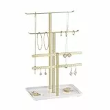 pickpiff Schmuck Organizers, Schmuckständer 32cm Groß, 4 Ebenen Robust Schmuckaufbewahrung, Schmuckhalter, Schmucktablett, Gold