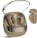 PEFUPEW Open-Ear-Kopfhörer Kopfhörer Kabellos Bluetooth 5.4 HiFi Stereo mit ENC Mikrofon, Mini Open Ear Kopfhörer,Braun