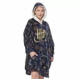 United Labels Harry Potter Oversize Hoodie Decke mit Ärmeln und Kapuze für Damen, Blau, Kuschelpullover Einheitsgröße, flauschiger Deckenpullover