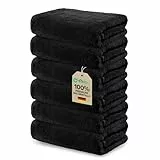 Ôhm Handtücher 50x100 cm 6er Set – 100% Baumwolle Frottee 500 g/m² Schwarz – extra saugstark & schnelltrocknend – Oeko-Tex Zertifiziert
