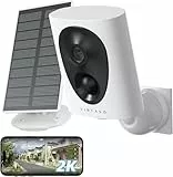 virtavo Überwachungskamera Aussen Akku Solar WLAN Kamera Überwachung Aussen Kabellos Kamera, Nachtsicht WiFi Outdoor, Funktioniert mit Alexa, PIR, 2-Wege Audio,Cloud/SD Storage 2,4 GHz 2K