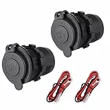 SUSSURRO 2 Stück Auto Zigarettenanzünder 12V Steckdose Wasserdicht Marine Grade Auto Zigarettenanzünder Adapter für 12 Volt DC Auto Boot Motorrad mit 0,6m Anschlusskabel