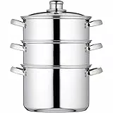 KitchenCraft Mehrstöckiger Dampfgarer / Suppentopf für Induktionskochfelder geeignet, Rostfreier Stahl, Silber, 20 x 25.5 x 31 cm, 1 Einheiten