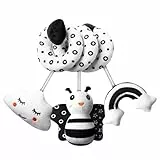Aolso Kinderwagen Spielzeug, Baby Activity-Spirale Kette, schwarz-weißes Spielzeug, Baby-Hängespielzeug, Stoff-Spirale zum Greifen und Fühlen Mit Glocke Spielzeug (Biene)