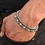 Bysonglezai Armband Herren Armbänder Armreif Damen Männer Geschenk Mode Männer Armband Sets Cube Charme Geometrische Strang Perlen Set Armband Für Männer Geschenk 6