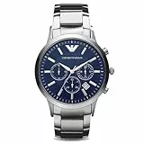 Emporio Armani Herrenuhr , Chronographenwerk, 43mm Silber / Stahl Edelstahlgehäuse mit einem Edelstahlarmband, AR2448