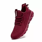 Linenghs Herren Schuhe Laufschuhe Turnschuhe Sportschuhe Sneaker Running Tennis Freizeit Straßenlaufschuhe Leichtgewichts Atmungsaktiv Walking Outdoor Fitness Jogging Rotwein 46 EU