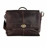 Shalimar Unisex – Erwachsene Echtlederumhängetasche, Dunkelbraun, 41x30x11 cm
