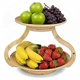 naturlik Obst Etagere - Herausnehmbare Obstschalen - VERBESSERT 05/2025 - Obstschale modern - Bambus Etagere Holz - Obstteller - Obstkorb - Obst Aufbewahrung - Etagere 2 Etagen