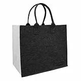 Filztasche Damen Shopper Tragetasche, Groß Faltbar Handtasche für Einkäufe und Alltagsgegenstände, Praktische Einkaufstasche, Geräumige Filz Tasche für jeden Anlass (Hellgrau)