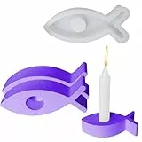 Silikon Gießform Kerzenhalter, Silikonform Fisch, 2 Stück Silikonformen Gießformen Kerzen, DIY Fisch Silikonform Kerzenhalter Epoxidharz Form für Kommunion Deko Konfirmation Taufe Geschenk (2PCS)