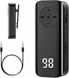 OQIMAX Bluetooth Sender Klinke Bluetooth Adapter, 2 in 1 Blue-Tooth 5.3 Transmitter und Receiver Klinke 3,5 mm, mit Anzeigebildschirm, Lavalier-Design, Unterstützt TF-Karte