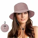 Durio Sommerhut Damen Regenhut Wasserdicht Fischerhut Damen Herren Anglerhut Bucket Hat Sonnenhut Faltbar Tragbar Outdoor Sommerhut Rosa