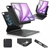ESR 【Upgraded】 iPad Air 13' (M4/M3/M2, 2026/2025/2024) Hülle mit Tastatur, Tastaturhülle mit Einzustellendem Magnetständer, Hoch-/Erhöhter Modus, Abnehmbare Schutzhülle, Rebound 360 Serie, Schwarz