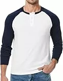 Meilicloth Langarmshirt Herren Pullover Baumwolle Henley Shirt Langarm Basic Pulli Herren T-Shirt Longsleeve Lässige Oberteile Sweatshirt Leichter Strickpullover Männer A Weiß L