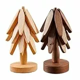 Baum Design Untersetzer - 2 Stück Tischsets zur Lsolierung, Baumkunst für Holz Untersetzer, Unterse-tzer für Heiße Töpfe und Pfannen, Faltbare Hitzebeständige Pads in Baumform, rutschfeste Topflappen