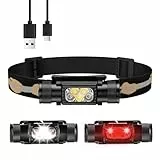 Sofirn H05B Stirnlampe mit Rotlicht - Super hells Stirnlampe Led USB C Wiederaufladbar, Weiß Rot Wasserdicht Kopflampe Helmlampe, Leicht Langlebig Kopflicht für Joggen Camping, Gassi Gehen, Angeln