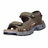 OutPro Herren Ledersandalen Outdoor Sports Sandalen Waterproof Wandersandalen Klettverschluss Offene Zehen Sommer Sandalen Schuhe