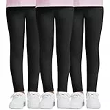 DDOBB Leggings Mädchen, High Waist Leggins Kinder Sportleggins Lange 3er-Pack, Weich Elastisch Basic Sporthose Blickdichte Hose für Tanz Yoga Alltag(Schwarz*3, L=(8-10 Jahre))