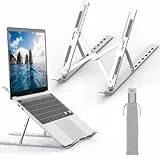 GRIFEMA Laptop Ständer für Schreibtisch, 7-stufig Verstellbare Laptop Stand, Tragbare Faltbare Aluminium Laptopständer mit Tasche, Belüfteter Ergonomischer Laptophalter für 10-15.6'' Laptops, Tablets