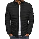 UHouse Winterjacke Herren Steppjacke ohne Kapuze Leichte Daunenjacke Wandern Übergangsjacke Herbst Winter Jacke Bequeme Softshelljacke Outdoor Puffer Jacken Einfarbig Baumwolle Bomberjacke Schwarz M