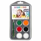 Snazaroo 1172214 Schminkfarben Set Halloween, Schminkpalette mit Pinsel, Schwamm und Anleitung, 5 Farben: Schwarz, Weiß, Rot, Grün, Orange