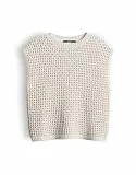 someday Damen Pullover | Stricktop mit luftiger Häkeloptik Slim Fit Natural Glaze, 36