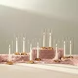 NUPTIO Kerzenständer Goldene Glaszylinder Metall- 10 Stücke Kegel Kerzenhalter Stabkerze Pack Kerzen Klarglas Hurricane Schatten Spitze Kerzen Modern Hochzeit Weihnachten Tisch Abendessen Kamin