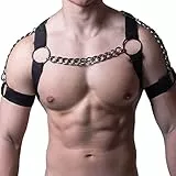 Yctze Männer Brust Harn Tightn PU Metall Kette Top Brust Hosenträger Für Spielen Party Punk Body St F Körper Harn Schwarz