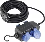 as - Schwabe 4-Fach Verteilersteckdose 230 V/16 A – Stromverteiler mit 5 m Schwerer Verlängerungsleitung H07RN-F 3G1,5, Verlängerungskabel Ideal für den Outdoor-Bereich geeignet, IP44, Schwarz, 60673