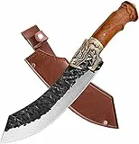 Purple Dragon Ausbeinmesser kochmesser Hackmesser mit Lederhülle Fleischermesser Küchenmesser Outdoor-Messer für Küche Camping Kohlenstoffstahl Metzgermesser für Küche BBQ Geschenkbox