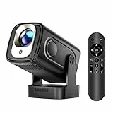 Alwtniet Mini Beamer 4K Unterstützt, 1080P Mini Projektor mit Autofokus, Automatische Trapezkorrektur, WiFi 6 Bluetooth 5.4, 5W Lautsprecher, 180° Rotation Android Beamer Heimkino Projector HY310
