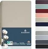 BARBONS Spannbettlaken 180x200cm - 100% Baumwolle Spannbetttuch Oeko-TEX Zertifiziert Bettlaken Jersey Bettwaren und Bettbezug für Boxspringbett und Dicke Matratzen bis 27 cm - Sand 180 x 200