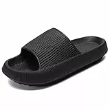 Waysoland Cozyslides Original Damen Herren,Wolkenschuhe Damen Airfoot Wolken Rutschfest Schnell Trocknend Offene Zehe Superweiche Bequeme Dicke Sohle Sommer Garten Badelatschen(Schwarz,42/43 EU)