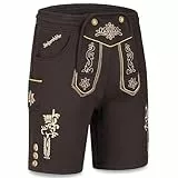 Steigenhöfer Manufaktur Kurze Trachten Jogginghose mit Kordelzug im Lederhosen Look - Moritz - Jogging Lederhose Herren Tracht für Oktoberfest Wiesn und weitere Feierlichkeiten - Braun - L