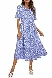 STYLEWORD Sommerkleid Damen Lang Kurzarm Boho Kleid Sommer Blumenkleid Swing Maxikleid
