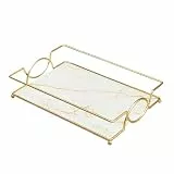 Virvia Kosmetiktablett, luxuriöses Badezimmer-Thekentablett, Glas, Parfüm-Organizer, Halter, Kosmetik, Make-up, Hautpflege, Display, dekorative Schminktabletts für Badezimmer, Kommode, Schlafzimmer