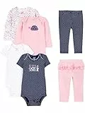 Simple Joys by Carter's Baby Mädchen 6-teiliges Set, Bodys (Kurz- und Langarm) und Hosen, Mehrfarbig/Floral/Herzen/Punkte/Schildkröte, Frühchen