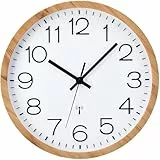 Epochic Funkuhr Wanduhr Ohne Tickgeräusche Lautlos 30cm Groß Wanduhr Batteriebetrieben Einfach zu Lesen für Zimmer Zuhause Küche Schlafzimmer Büro (Holzoptik)