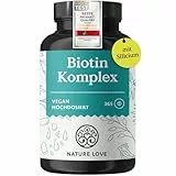 Nature Love Biotin Komplex - mit Zink, Selen, Silizium & Vitamin B5 - hochdosiert mit 10.000µg Biotin - 365 Tabletten für Haare, Haut und Nägel - Haar Vitamine im Jahresvorrat - vegan & laborgeprüft