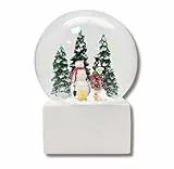 Minium Collection 20104 Schneekugel Weihnacht Stimmung Schneemann Winter auf Sockel weiß eck, Pure-Line, Durchmesser 100mm