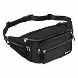 ProCase Große Bauchtasche Gürteltasche Wasserdicht Hüfttasche für Herren und Damen Große Nylon Fanny Pack mit 6 Reißverschlusstaschen für Reisen Sport Wandern Joggen Hundespaziergänge