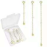 TOAOB 3 Stück 925 Sterling Silber Kettenverlängerung Extender Ketten Gold 5cm 8cm 10cm Armband Verlängerungskette für Schmuckherstellung