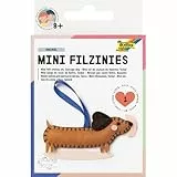 folia 52921 - Mini Filzinies DACKEL, 12-teiliges Filz Nähset aus 7 vorgestanzten Filzteilen inkl. Zubehör, zum Basteln eines selbstgenähten Anhängers, für Kinder ab 8 Jahren