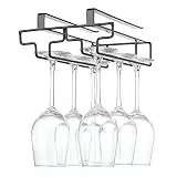 FOMANSH Weinglashalter unter dem Schrank, Gläserhalter für Weingläser Stielgläser, hängender Weinglasregal Glashalterung aus Metall, Gläser-Aufbewahrung für Küche, Bar und Restaurant, schwarz