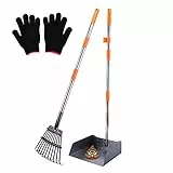 HAPPY HACHI Hundekotschaufel und Harke Set, Hundekotsammler mit verstallber Länge Griff, für große und kleine Hunde, Pooper Scooper mit Behälter zur Entfernung von Tierabfällen (Silber, S)
