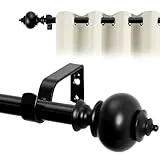 Deconovo Gardinenstange 19mm Durchmesser Vorhangstange mit Halterung Ausziehbar Wandmontage für Scheibengardinen, 168-305 cm, Schwarz Matt, 1 Stück
